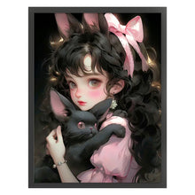 Load image into Gallery viewer, Yishu - Girl And Black Cat - 45*60CM 11CT 3 Stamped Cross Stitch
