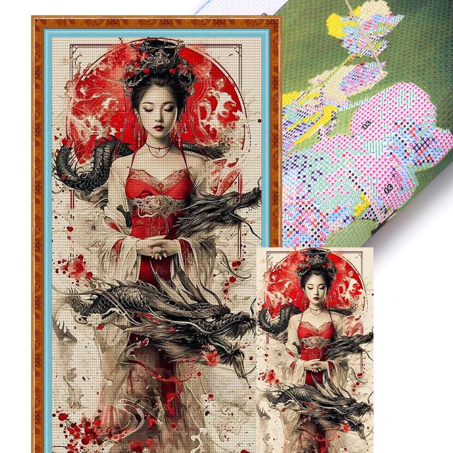 Ancient Style Girl - Full 11CT Stamped Cross Stitch 50x100CM - Yishu