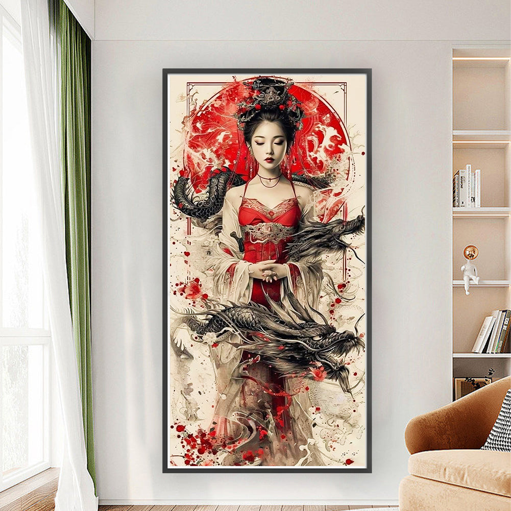 Ancient Style Girl - Full 11CT Stamped Cross Stitch 50x100CM - Yishu