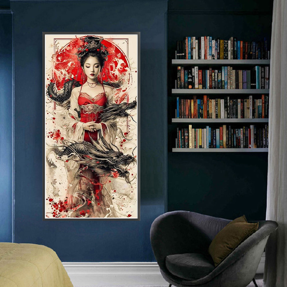 Ancient Style Girl - Full 11CT Stamped Cross Stitch 50x100CM - Yishu