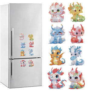 8Pcs Special Shape Dragon Diamond Painting Fridge Magnet for Fridge Whiteboards
