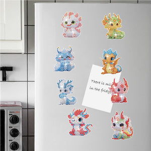 8Pcs Special Shape Dragon Diamond Painting Fridge Magnet for Fridge Whiteboards