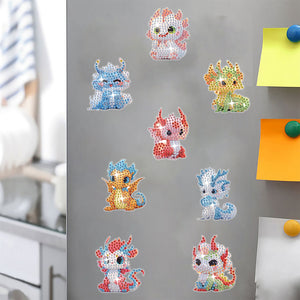 8Pcs Special Shape Dragon Diamond Painting Fridge Magnet for Fridge Whiteboards