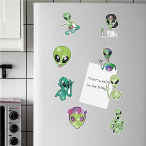 8Pcs Special Shape Alien Diamond Painting Fridge Magnet for Fridge Whiteboards