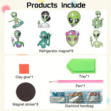 Load image into Gallery viewer, 8Pcs Special Shape Alien Diamond Painting Fridge Magnet for Fridge Whiteboards
