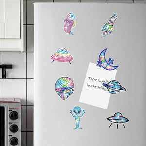 8Pcs Special Shape Alien Diamond Painting Fridge Magnet for Fridge Whiteboards