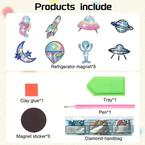 8Pcs Special Shape Alien Diamond Painting Fridge Magnet for Fridge Whiteboards