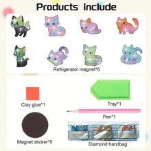 Load image into Gallery viewer, 8Pcs Special Shape Cat Diamond Painting Fridge Magnet for Fridge Whiteboards
