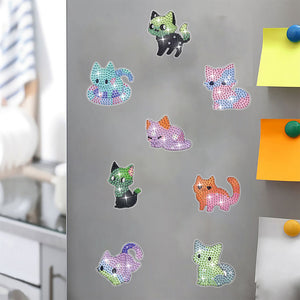 8Pcs Special Shape Cat Diamond Painting Fridge Magnet for Fridge Whiteboards