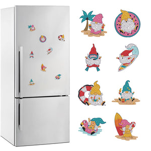 8Pcs 2D/Flat DIY Ocean Gnomes Diamond Painting Magnets Kit for Art Crafts Gift