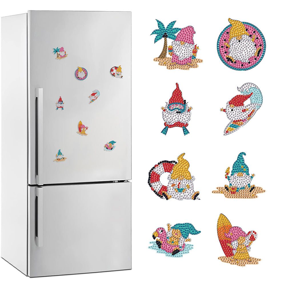 8Pcs 2D/Flat DIY Ocean Gnomes Diamond Painting Magnets Kit for Art Crafts Gift