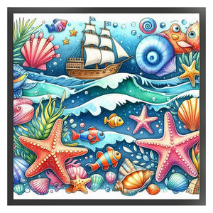 Huancan - Underwater World - 45*45CM 11CT 3 Stamped Cross Stitch