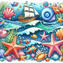 Load image into Gallery viewer, Huancan - Underwater World - 45*45CM 11CT 3 Stamped Cross Stitch
