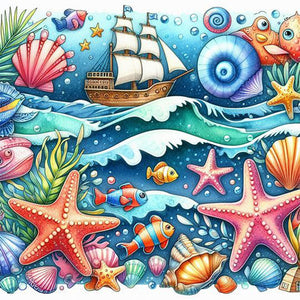 Huancan - Underwater World - 45*45CM 11CT 3 Stamped Cross Stitch