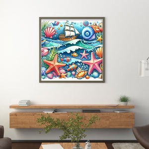 Huancan - Underwater World - 45*45CM 11CT 3 Stamped Cross Stitch