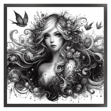 Load image into Gallery viewer, Huancan - Black And White Witch - 50*50CM 11CT 3 Stamped Cross Stitch
