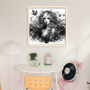 Huancan - Black And White Witch - 50*50CM 11CT 3 Stamped Cross Stitch