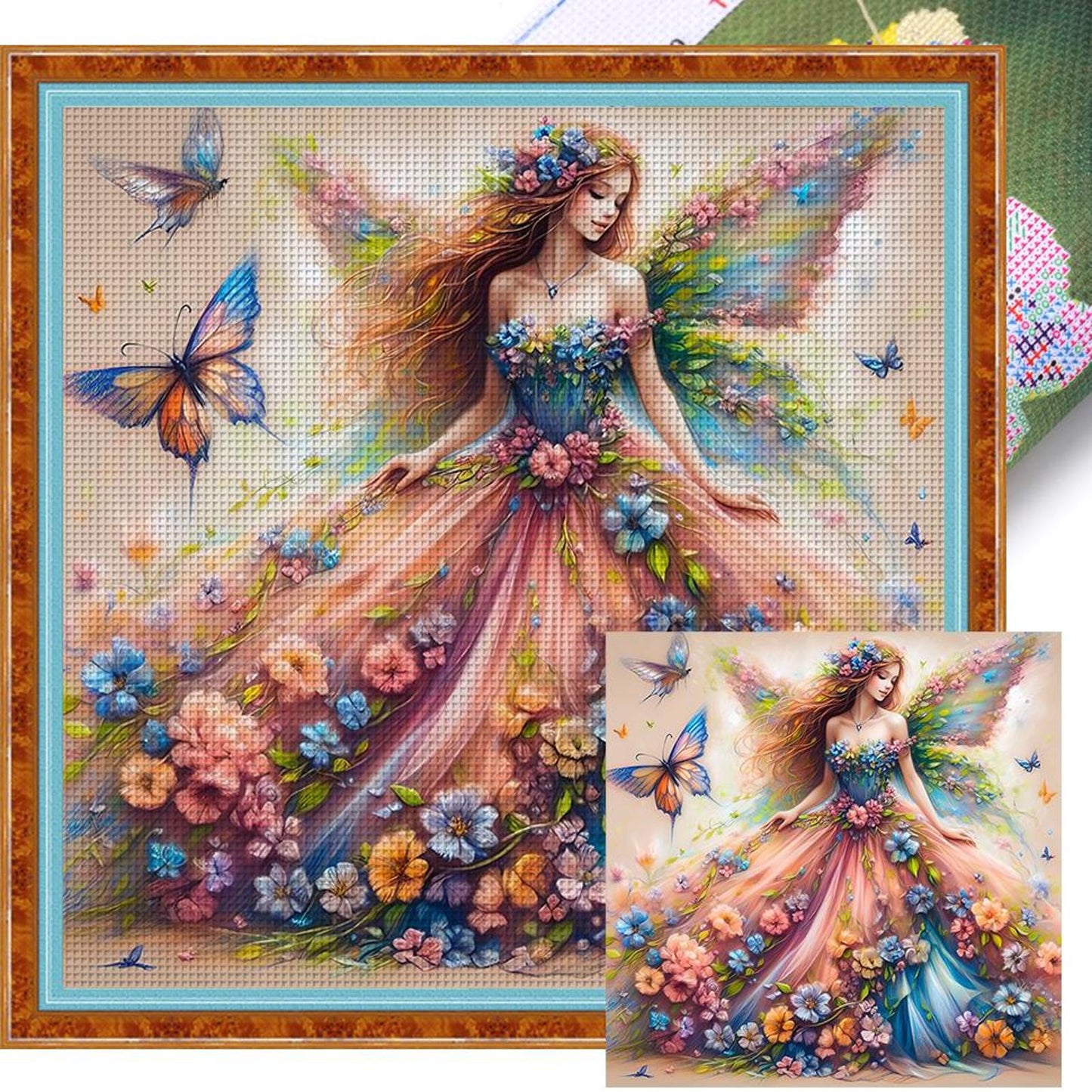 Butterfly Fairy - Full 11CT Stamped Cross Stitch 50x50CM - Huacan
