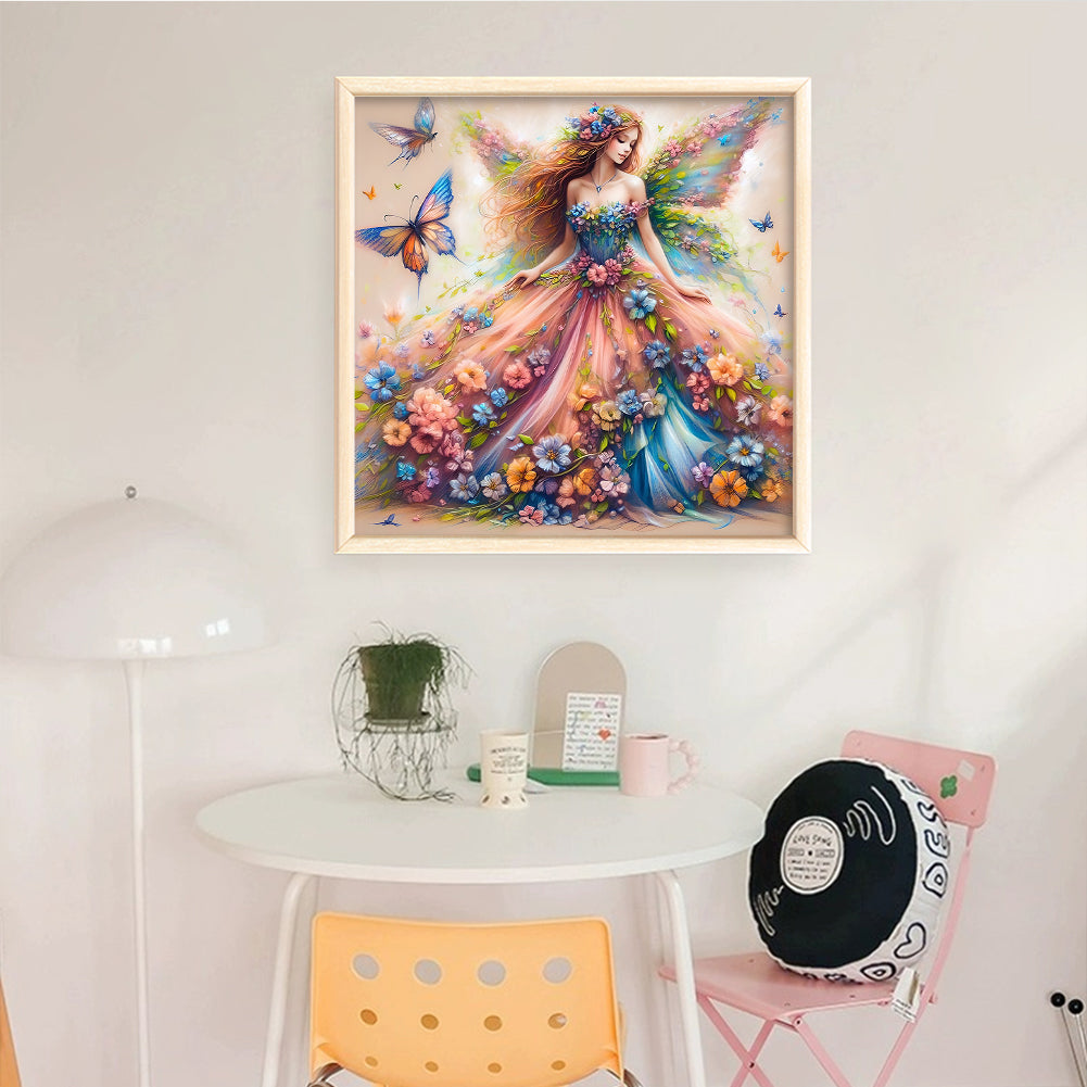 Butterfly Fairy - Full 11CT Stamped Cross Stitch 50x50CM - Huacan