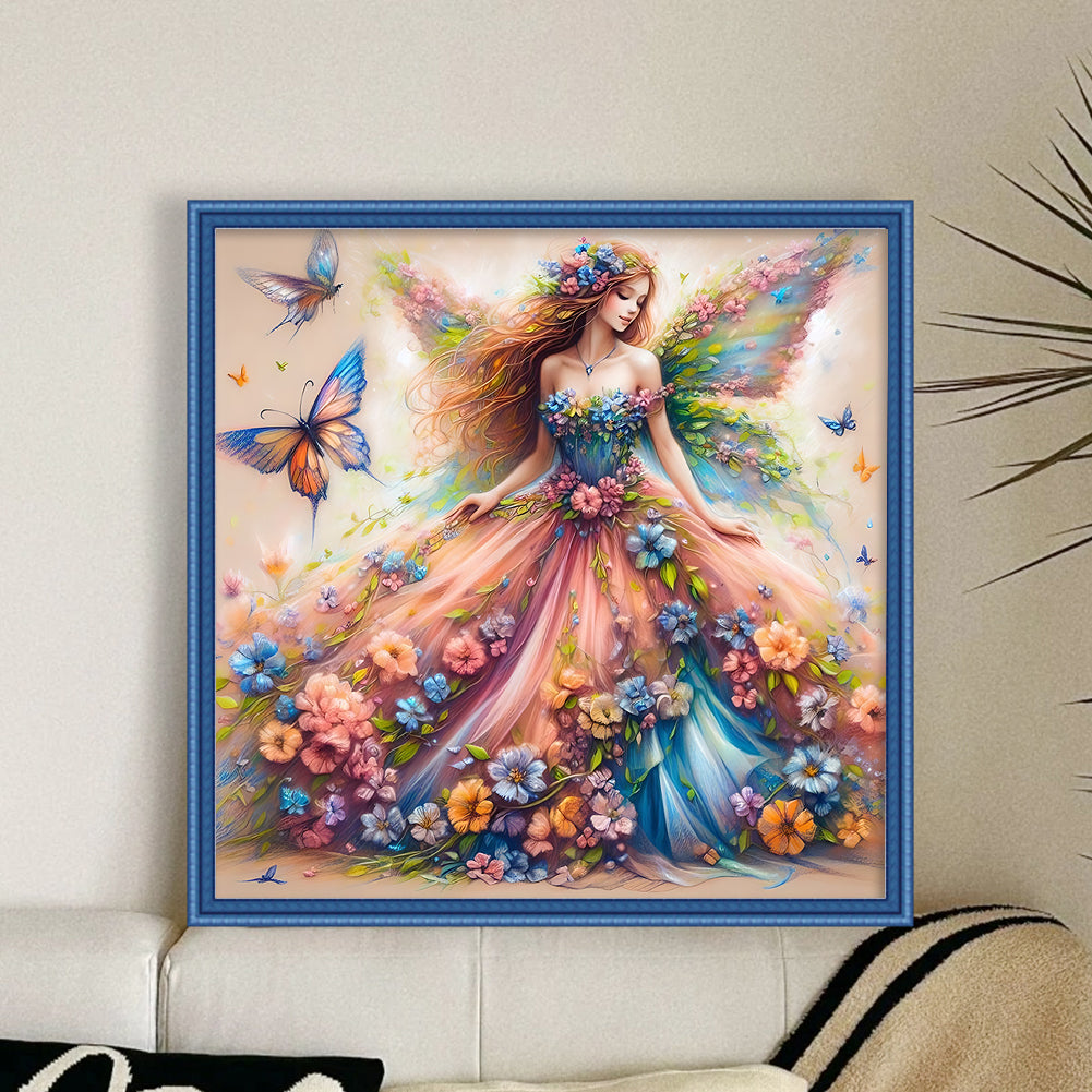 Butterfly Fairy - Full 11CT Stamped Cross Stitch 50x50CM - Huacan