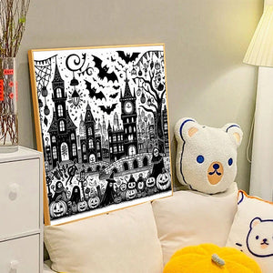 Spooky Black And White Street Scene 40*40CM(Canvas) Full Round Drill Diamond Painting