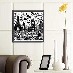 Spooky Black And White Street Scene 40*40CM(Canvas) Full Round Drill Diamond Painting