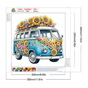 4PCS Flowers 30*30CM(Canvas) Partial Special Shaped Drill Diamond Painting