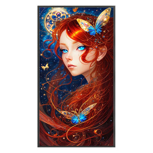 Yishu - Butterfly Girl - 40*75CM 11CT 3 Stamped Cross Stitch