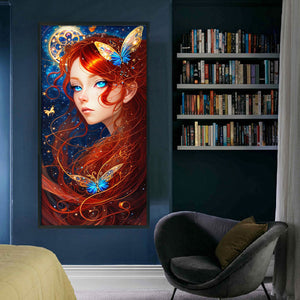 Yishu - Butterfly Girl - 40*75CM 11CT 3 Stamped Cross Stitch