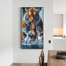 Load image into Gallery viewer, Tiger And Girl 40*70CM(Canvas) Full Round Drill Diamond Painting
