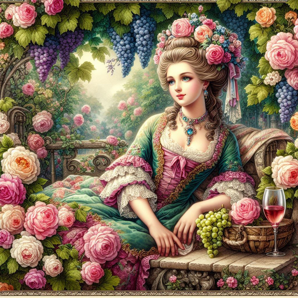 Rococo Girl 40*40CM(Canvas) Full Round Drill Diamond Painting