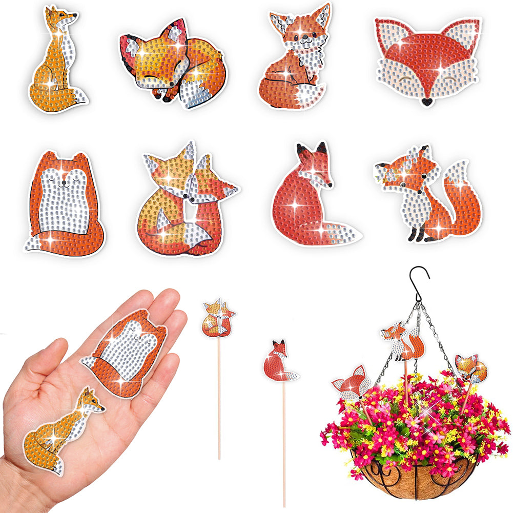 Cartoon Fox Garden Stake Animal Diamond Painting Art Craft Kits Craft Supplies
