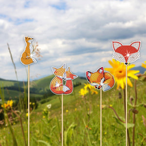 Cartoon Fox Garden Stake Animal Diamond Painting Art Craft Kits Craft Supplies