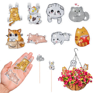 Cartoon Cat Garden Stake Animal Diamond Painting Art Craft Kits Craft Supplies