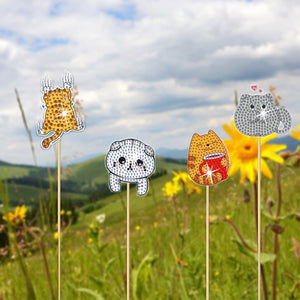 Cartoon Cat Garden Stake Animal Diamond Painting Art Craft Kits Craft Supplies