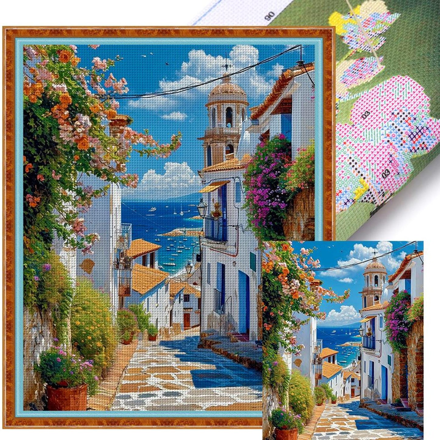 Coastal Town - Full 14CT Stamped Cross Stitch 40x50CM - Huacan