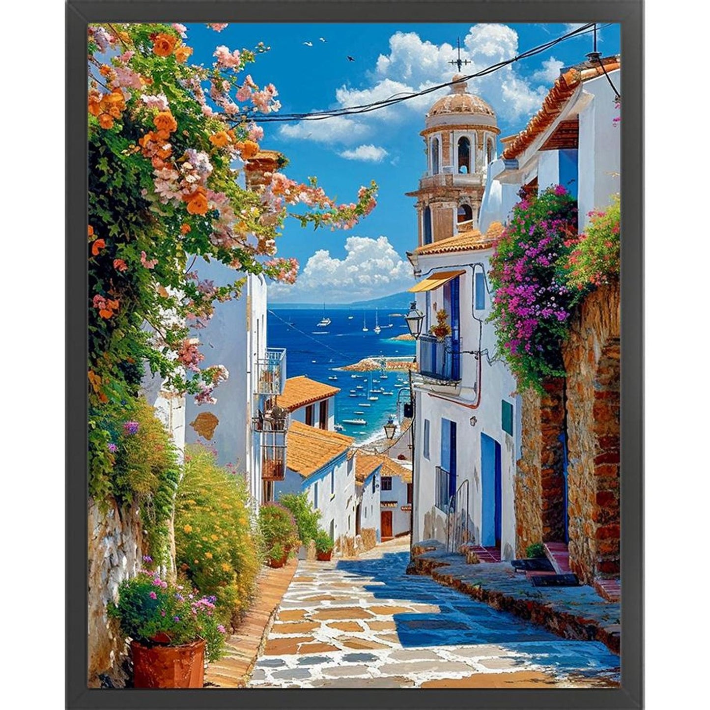 Coastal Town - Full 14CT Stamped Cross Stitch 40x50CM - Huacan
