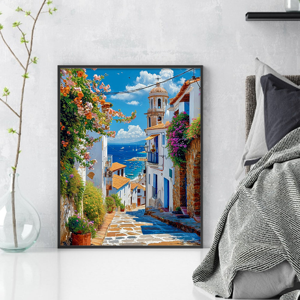 Coastal Town - Full 14CT Stamped Cross Stitch 40x50CM - Huacan