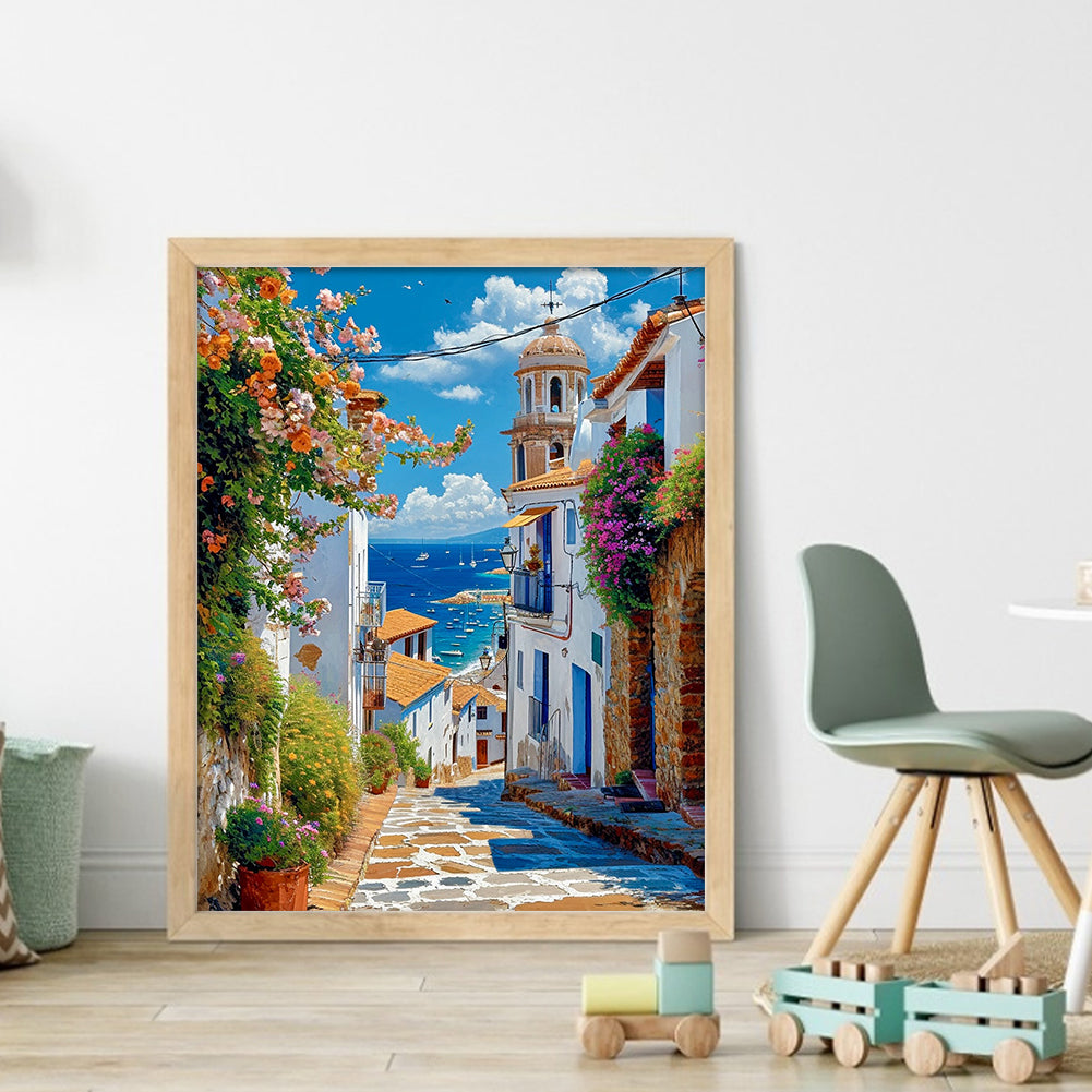 Coastal Town - Full 14CT Stamped Cross Stitch 40x50CM - Huacan