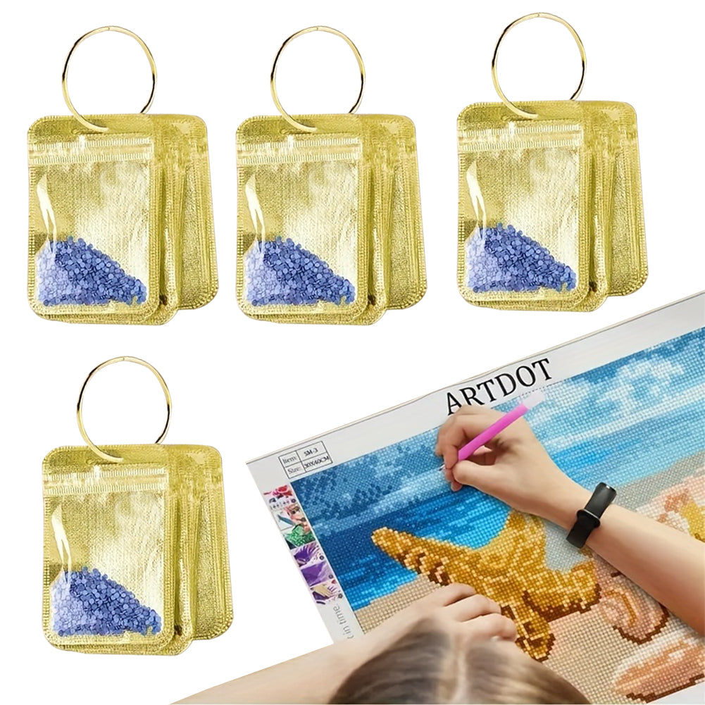 200Pcs DIY Diamond Painting Bead Sealing Bag Diamond Art Storage Bag (Gold)