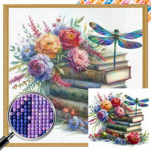 Dragonfly In Book 30*30CM(Picture) Partial AB Full Square Drill Diamond Painting