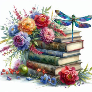 Dragonfly In Book 30*30CM(Picture) Partial AB Full Square Drill Diamond Painting