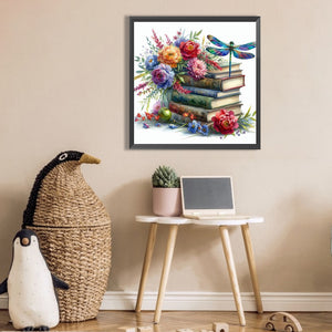 Dragonfly In Book 30*30CM(Picture) Partial AB Full Square Drill Diamond Painting