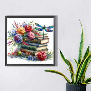 Dragonfly In Book 30*30CM(Picture) Partial AB Full Square Drill Diamond Painting