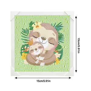 Easy Sloth Drawing 15*15CM(Canvas) Full Round Drill Diamond Painting