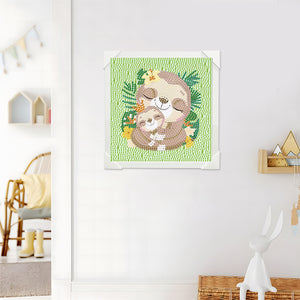 Easy Sloth Drawing 15*15CM(Canvas) Full Round Drill Diamond Painting