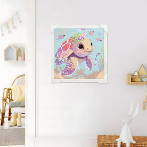 Easy Turtle Drawing 15*15CM(Canvas) Full Round Drill Diamond Painting