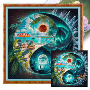 Yishu - Tai Chi - Beach Scenery - 45*45CM 11CT 3 Stamped Cross Stitch