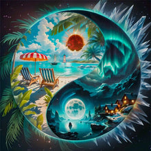 Load image into Gallery viewer, Yishu - Tai Chi - Beach Scenery - 45*45CM 11CT 3 Stamped Cross Stitch
