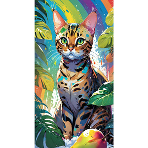 Yishu - Painted Tabby Cat - 40*70CM 11CT 3 Stamped Cross Stitch